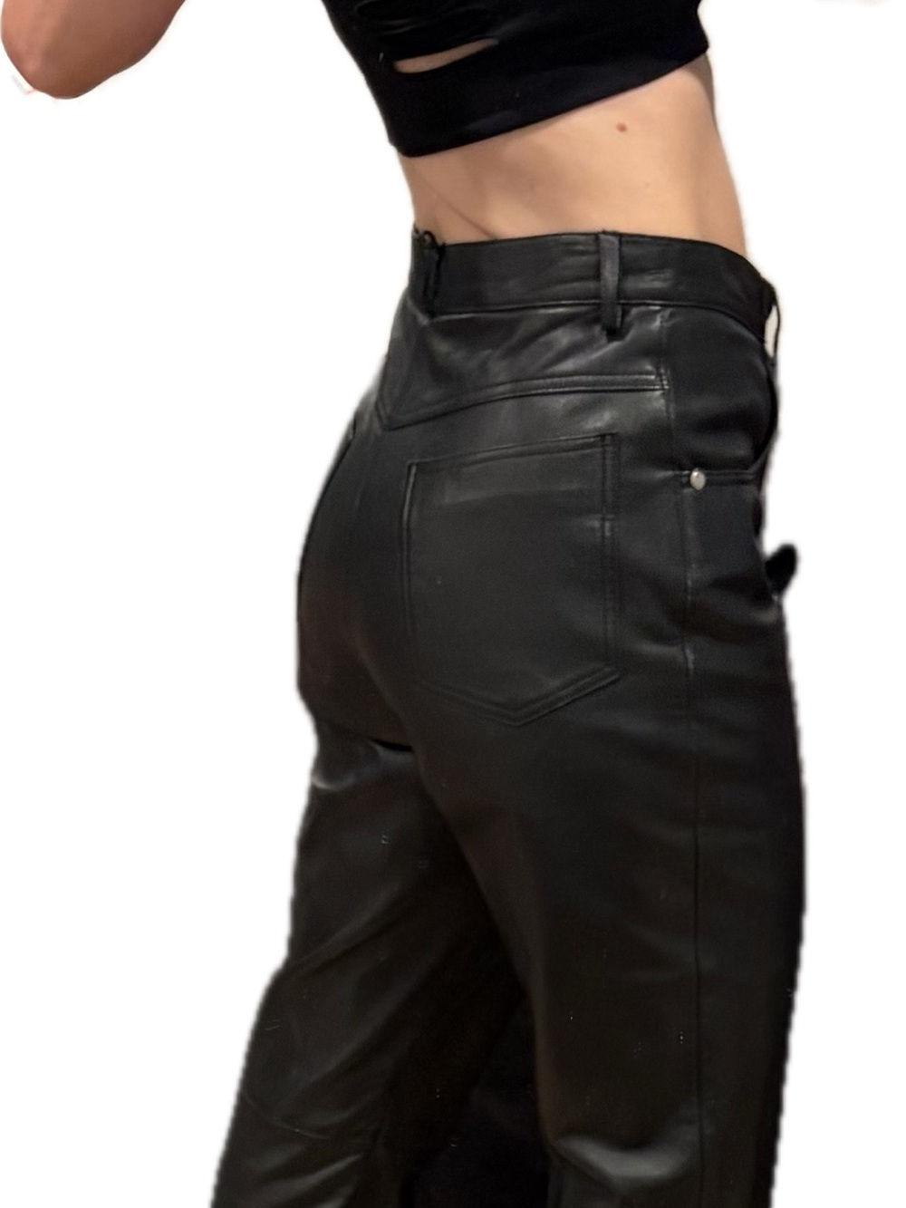 Vintage Saguaro Black Faux Leather Straight Jeans